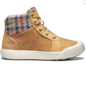 KEEN Elena Mid Lace Up Boots Women’s Size 7.5 Felt Collar Casual Hiking - Brown